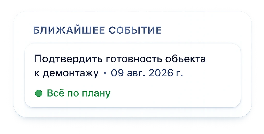 Карточка ближайшего события